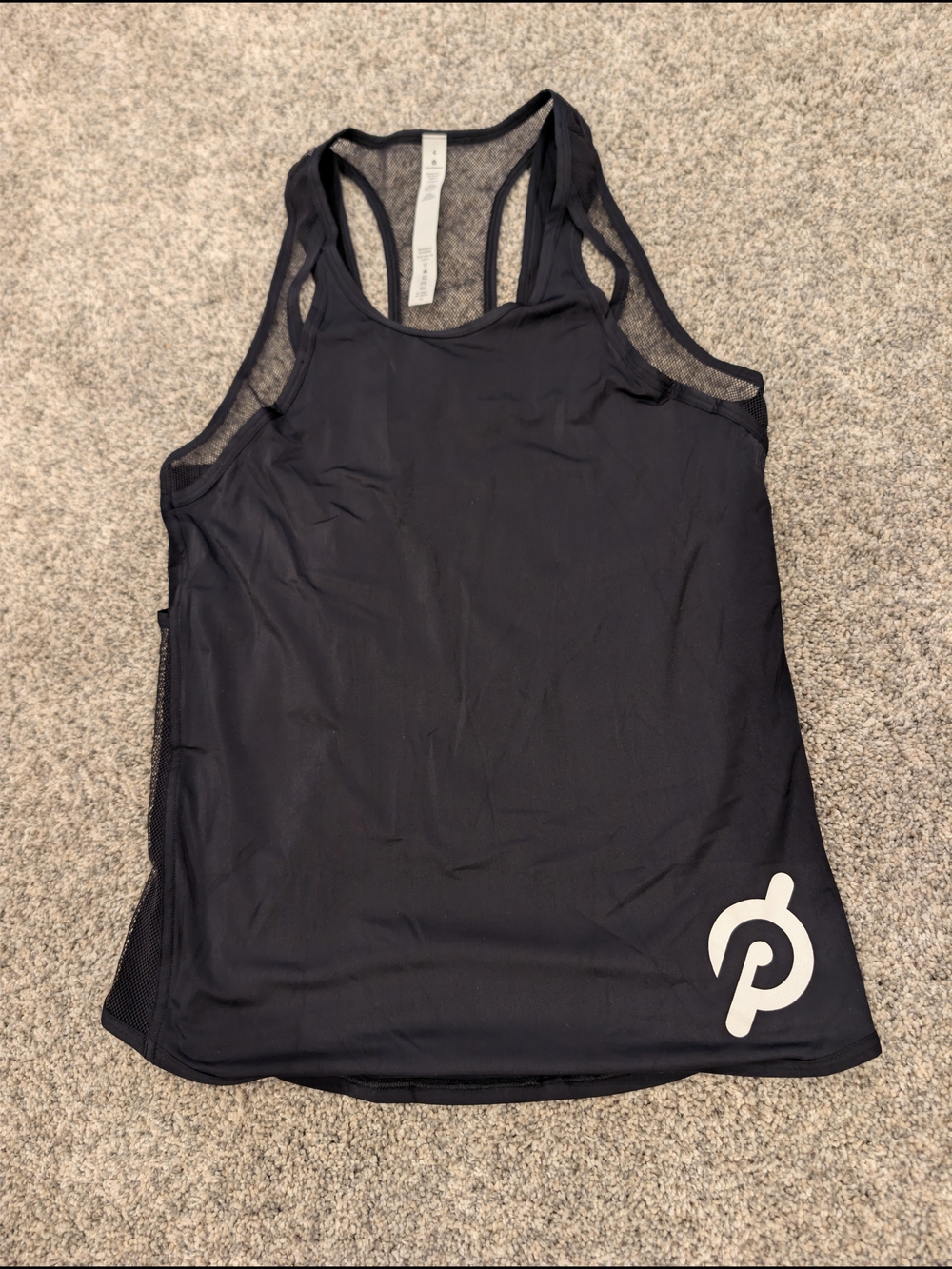Lululemon x Peloton Black Mesh Racerback Workout Tank Top Size 4